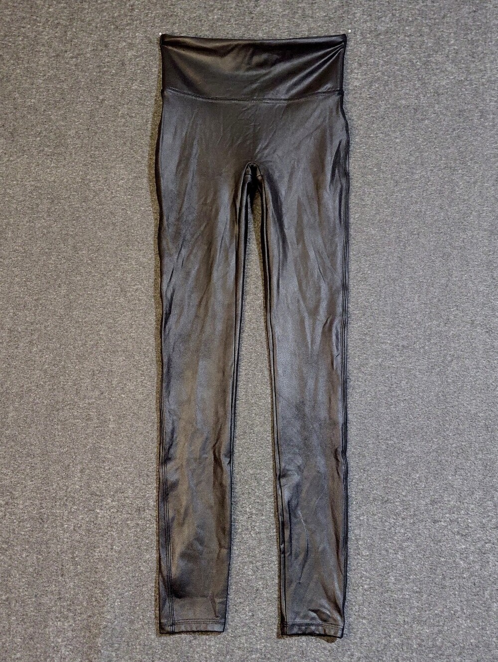 SPANX High Rise Faux Leather Black Leggings Sz S